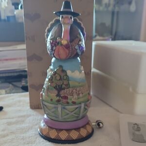 Jim Shore Turkey With Rotating Harvest Scene